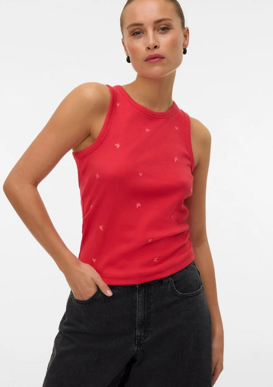 Vero Moda - Women's Naja Red Tank Top with Butterfly Print