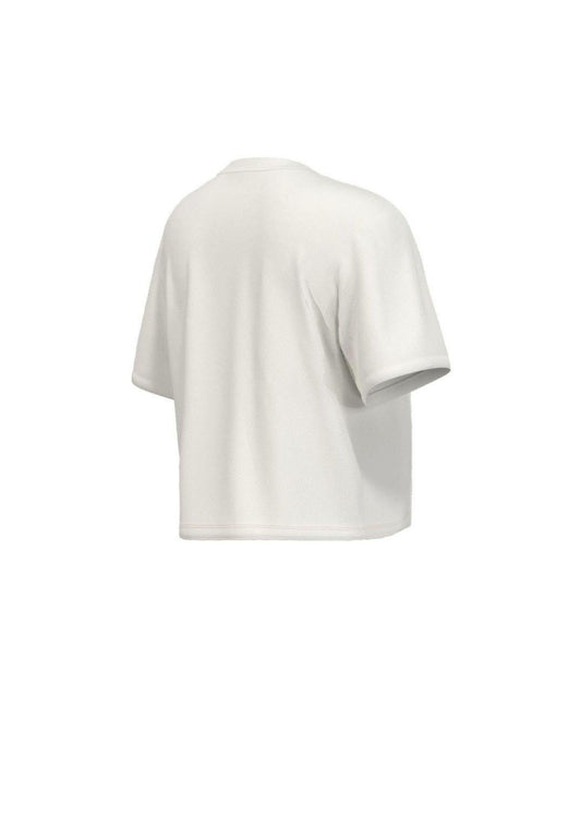 Emme Marella Women's Emmtessile White T-Shirt Blue Hotfix Print