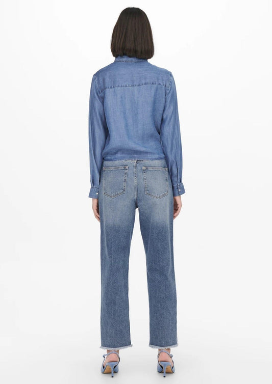 Jacqueline De Yong - Camicia Donna Jasper Blu Medio Denim