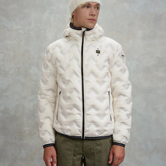 Blauer Piumino Uomo Piery Bianco neve con interno beige BLUC03233 7308 102 BLAUER 