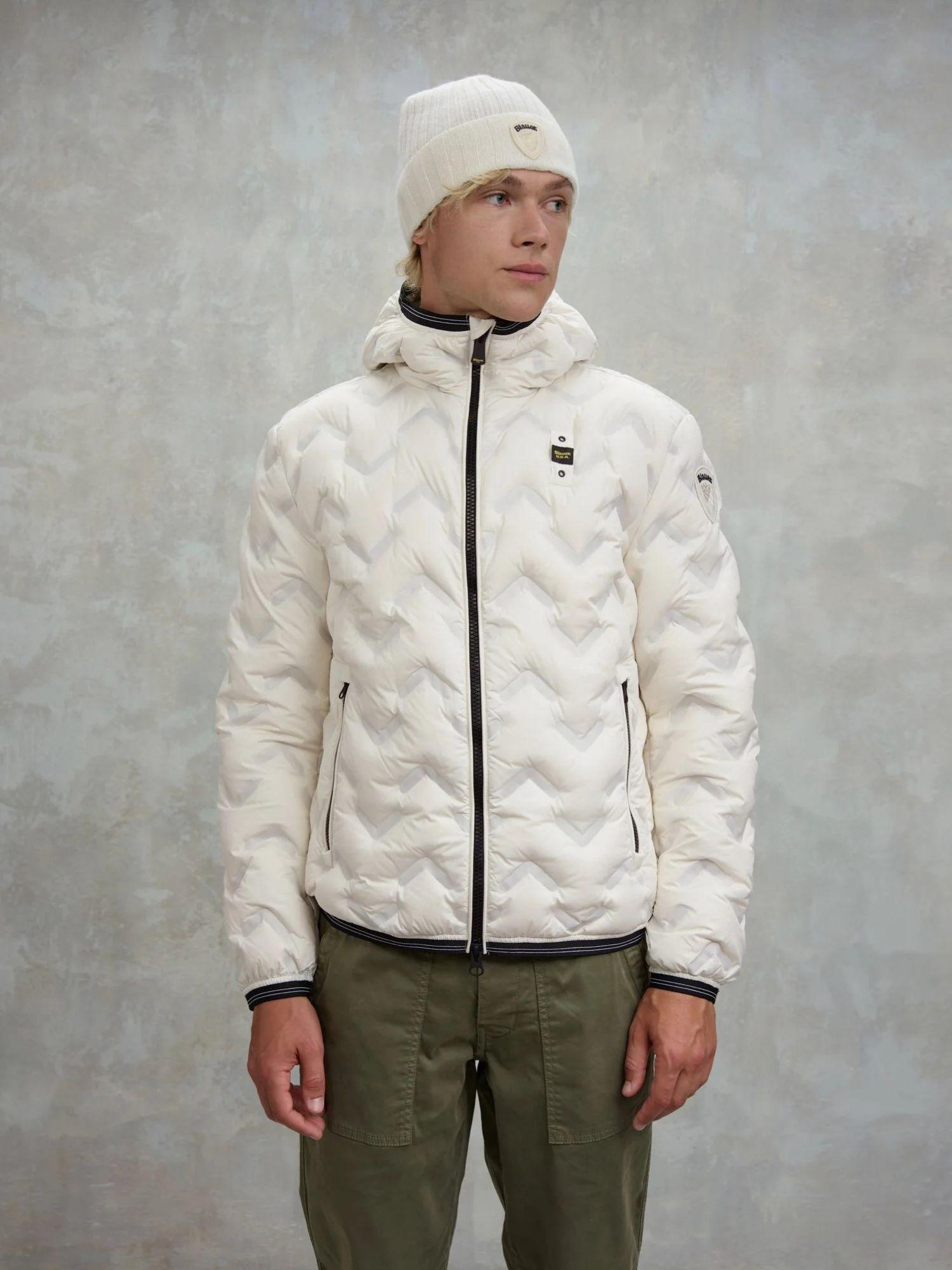 Blauer Piumino Uomo Piery Bianco neve con interno beige BLUC03233 7308 102 BLAUER 