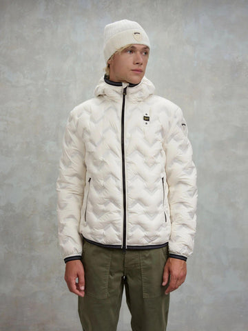 Blauer Piumino Uomo Piery Bianco neve con interno beige BLUC03233 7308 102 BLAUER 