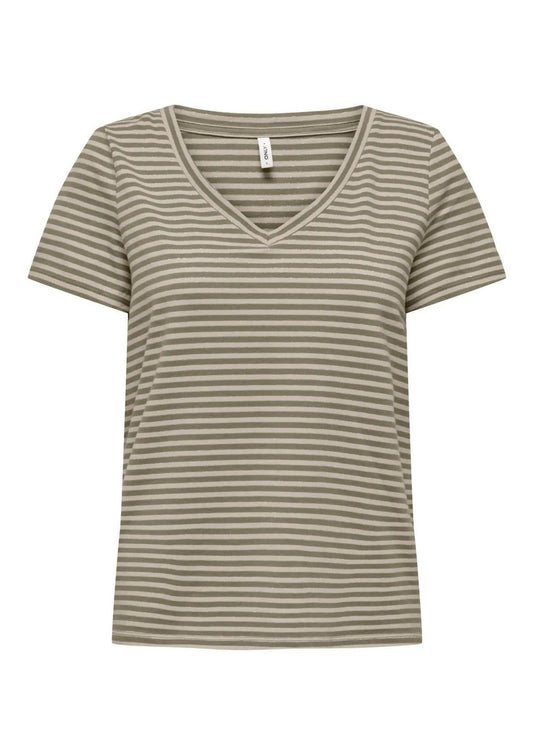 Only Women's T-Shirt Venus Green and Birch Grey