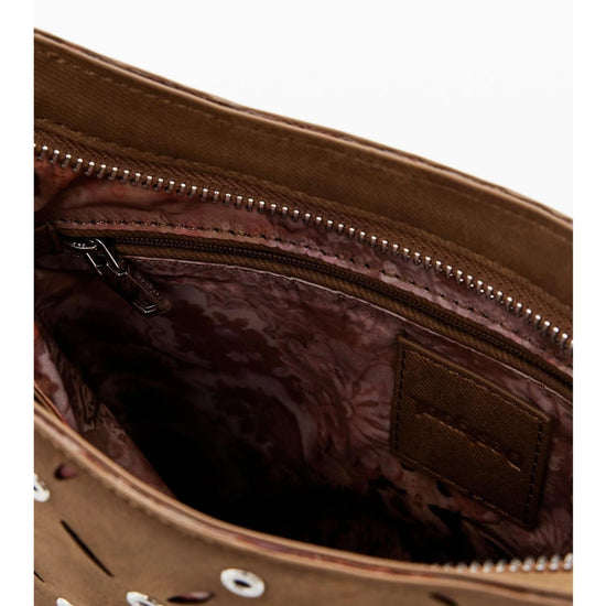 Desigual Borsa effetto pelle traforata media Donna Marrone 25WAXPB4 6011 DESIGUAL 