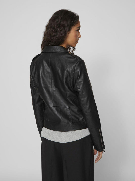 Vila Women's Biker Jacket Black Vicara