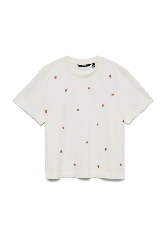 Vero Moda - Women's Sola White Peach Print T-shirt