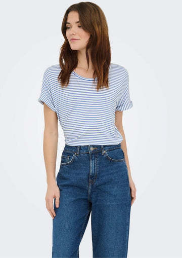 Jacqueline De Yong - Maglia Donna Sissi Bianco e Blu Cashmere