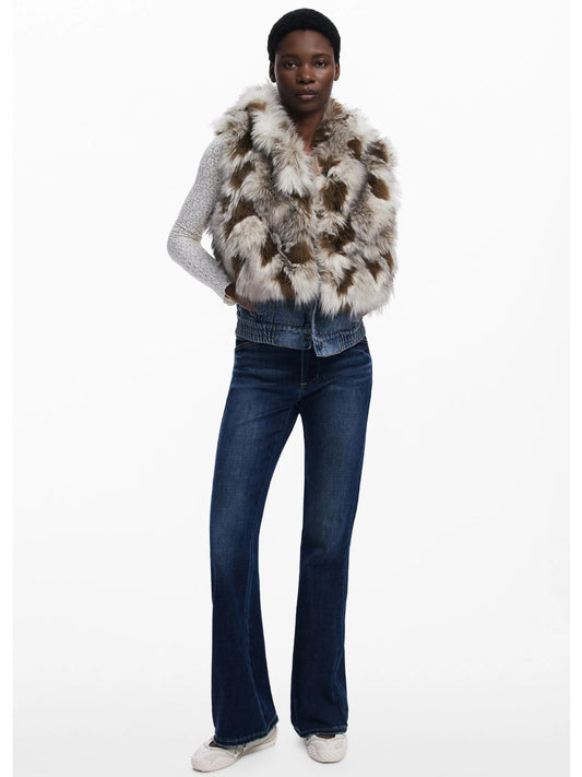 Desigual Gilet di jeans con pelliccia Donna