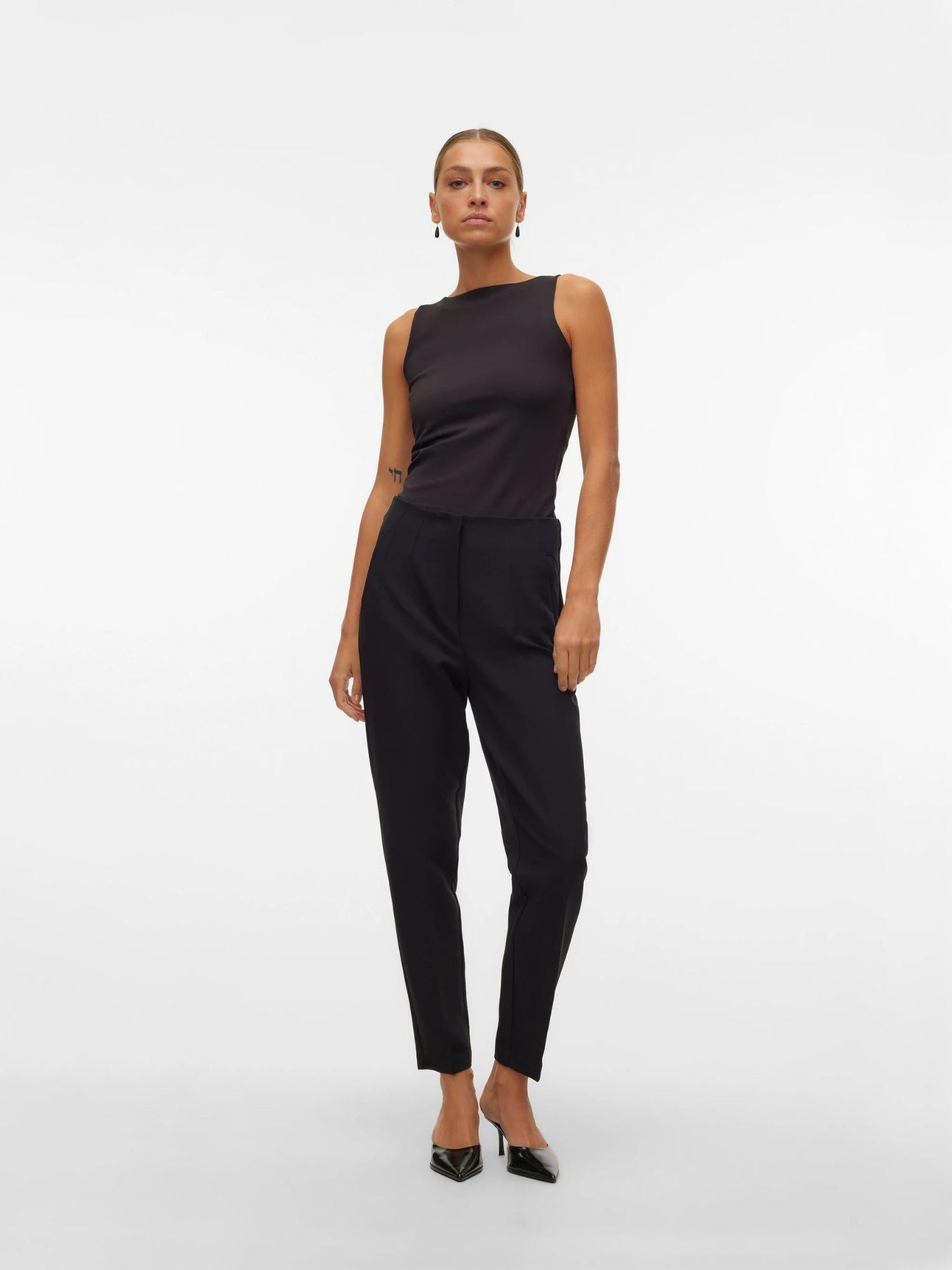 Vero Moda VMLINA Vita alta Pantaloni Donna Nero 10309140 BLACK VERO MODA 