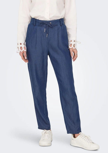 Only - Pantalone Donna Poptrash Blu Denim Scuro