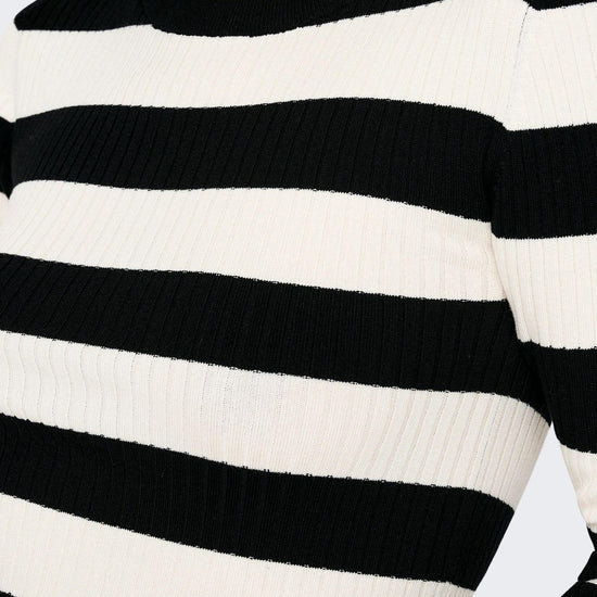Jacqueline De Yong JDYPLUM Pullover Donna Nero Eggnog Stripes - Santangelo