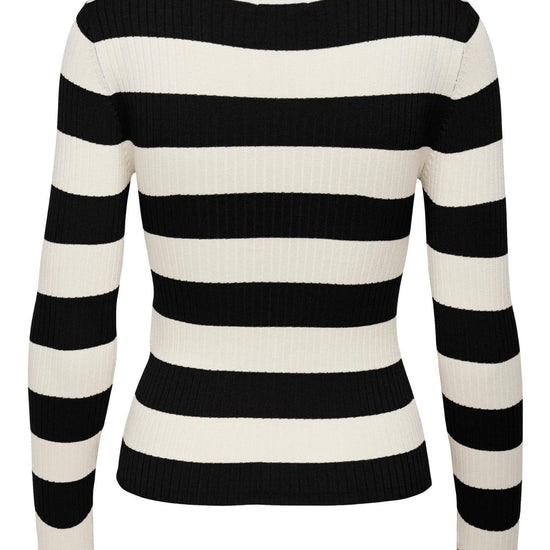 Jacqueline De Yong JDYPLUM Pullover Donna Nero Eggnog Stripes - Santangelo