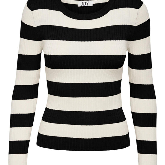 Jacqueline De Yong JDYPLUM Pullover Donna Nero Eggnog Stripes - Santangelo