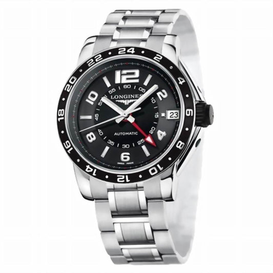 Longines orologio Admiral GMT 42mm nero automatico acciaio L3.668.4.56.6