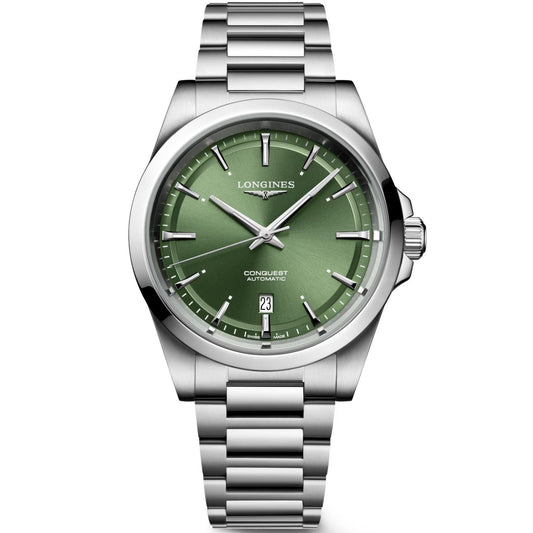Longines orologio Conquest 2023 41mm verde acciaio automatico L3.830.4.02.6