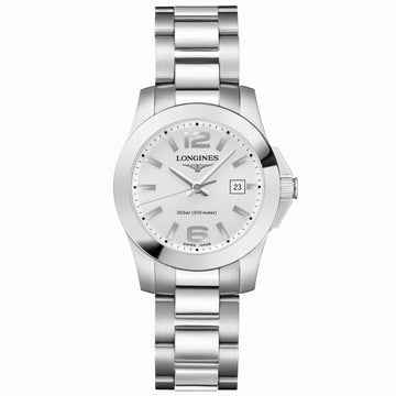 Longines orologio Conquest 29,5mm argento acciaio quarzo L3.376.4.76.6