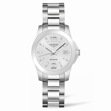 Longines orologio Conquest 34mm argento acciaio quarzo L3.377.4.76.6