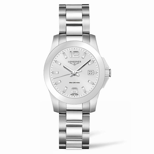 Longines orologio Conquest 34mm argento acciaio quarzo L3.377.4.76.6