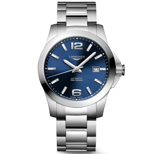 Longines orologio Conquest 41mm blu automatico acciaio L3.777.4.99.6