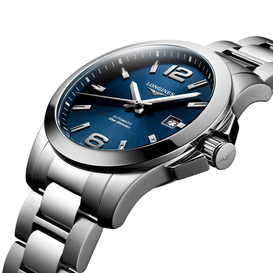 Longines orologio Conquest 41mm blu automatico acciaio L3.777.4.99.6