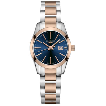 Longines orologio Conquest Classic 29,5mm blu acciaio PVD rosso donna quarzo L2.286.3.92.7