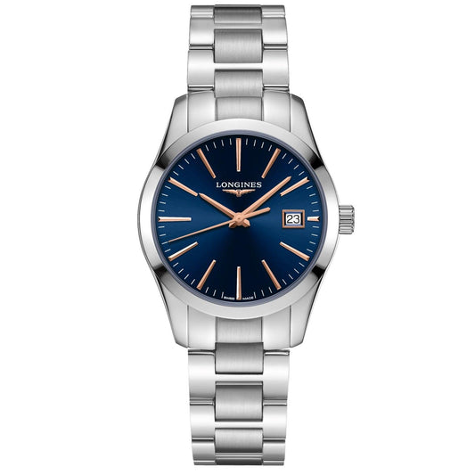 Longines orologio Conquest Classic 34mm blu quarzo acciaio L2.386.4.92.6