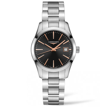 Longines orologio Conquest Classic 34mm nero acciaio quarzo L2.386.4.52.6