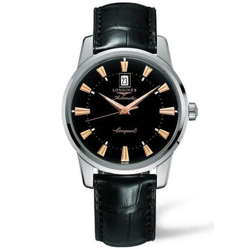 Longines orologio Conquest Heritage 40mm nero automatico acciaio L1.645.4.52.4