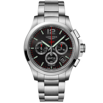Longines orologio Conquest VHP cronografo 42mm nero acciaio quarzo L3.717.4.56.6