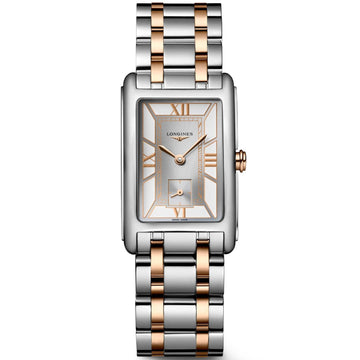 Longines orologio DolceVita 23,30x37,00mm bianco quarzo acciaio e oro rosa 18kt L5.512.5.75.7