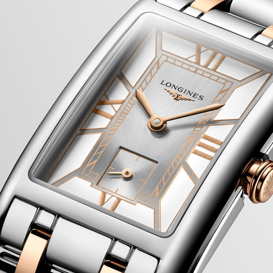 Longines orologio DolceVita 23,30x37,00mm bianco quarzo acciaio e oro rosa 18kt L5.512.5.75.7
