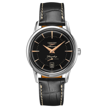 Longines orologio Flagship Heritage 38,5mm nero automatico acciaio L4.795.4.58.0