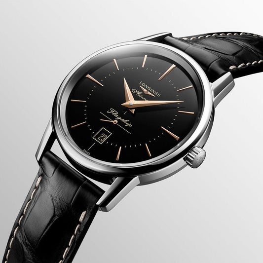 Longines orologio Flagship Heritage 38,5mm nero automatico acciaio L4.795.4.58.0