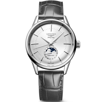 Longines orologio Flagship Heritage Moonphase 38,5 mm argento automatico acciaio L4.815.4.72.2