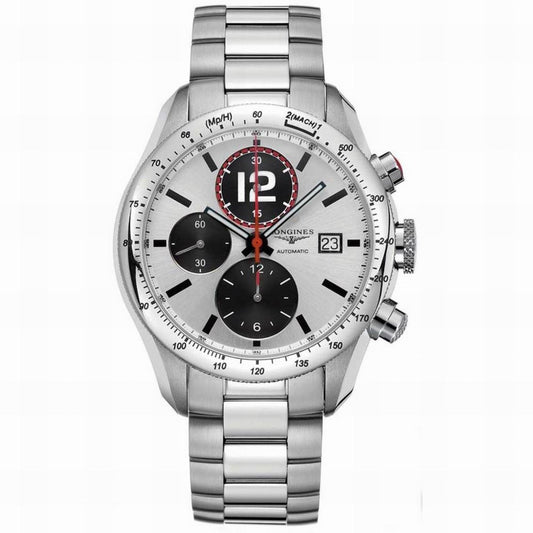 Longines orologio Grand Vitesse Chrono 42mm argento automatico acciaio L3.636.4.76.6