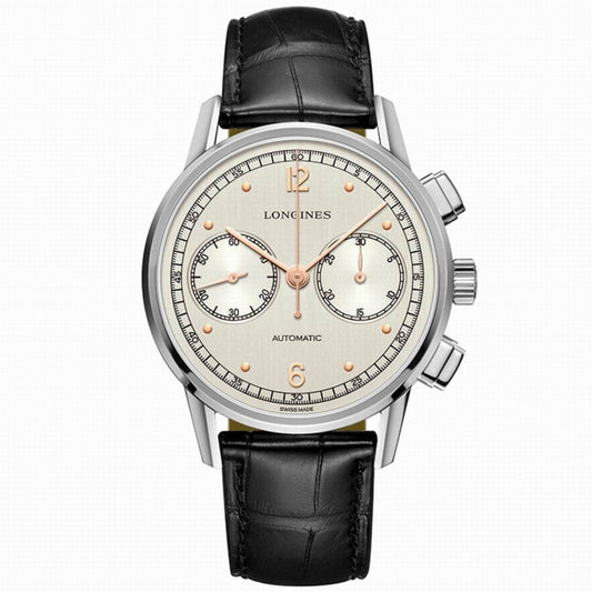 Longines orologio Heritage Chronograph 1940 argento automatico acciaio L2.814.4.76.0