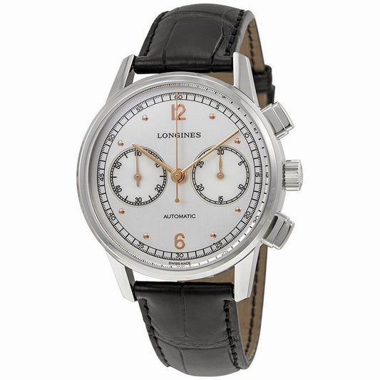 Longines orologio Heritage Chronograph 1940 argento automatico acciaio L2.814.4.76.0