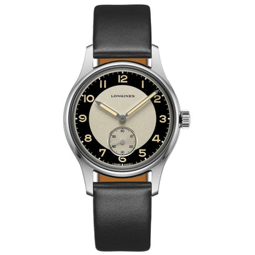 Longines orologio Heritage Classic Tuxedo 38,5mm nero automatico acciaio L2.330.4.93.0