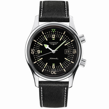 Longines orologio Heritage Legend Diver Watch 41mm nero automatico acciaio L3.774.4.50.0