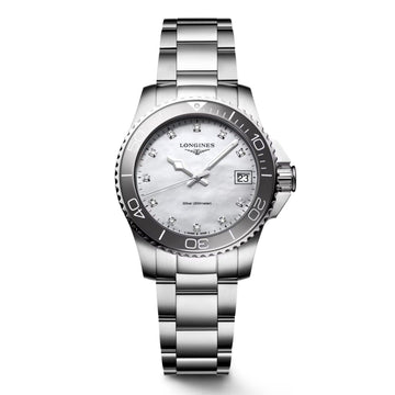 Longines orologio Hydroconquest 32mm madreperla diamanti quarzo acciaio