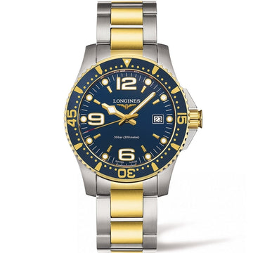 Longines orologio HydroConquest 41mm blu acciaio finitura PVD oro giallo quarzo L3.740.3.96.7