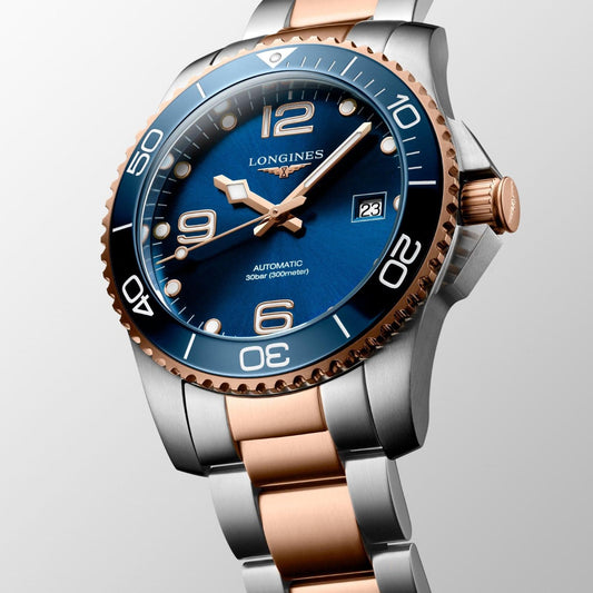 Longines orologio HydroConquest 41mm blu automatico acciaio finiture PVD oro rosa L3.781.3.98.7