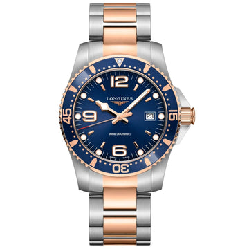 Longines orologio HydroConquest 41mm blu quarzo acciaio finitura PVD oro rosa L3.740.3.98.7