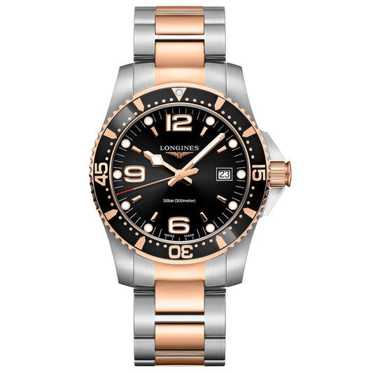 Longines orologio HydroConquest 41mm nero quarzo acciaio finitura PVD oro rosa L3.740.3.58.7