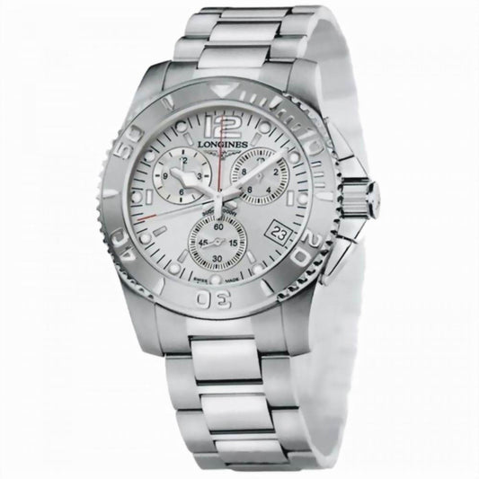Longines orologio HydroConquest Chronograph  41mm argento acciaio quarzo L3.672.4.76.6