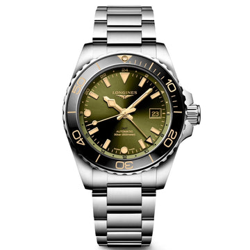 Longines orologio Hydroconquest GMT 41mm verde automatico acciaio L3.790.4.06.6