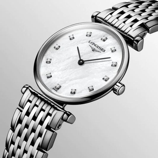 Longines orologio La Grande Classique 24mm madreperla diamanti acciaio quarzo L4.209.4.87.6