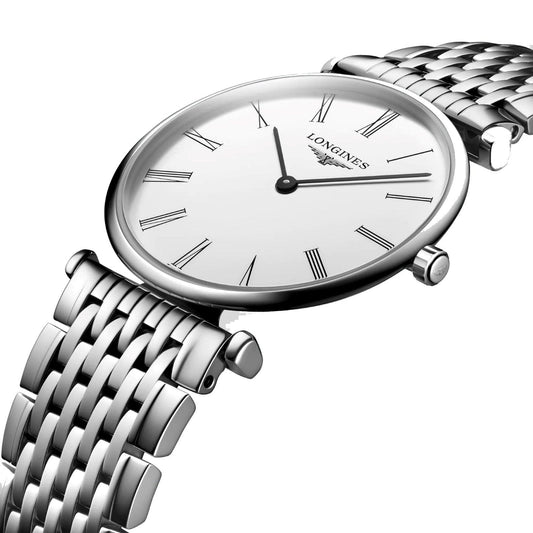 Longines orologio La grande Classique 29mm bianco quarzo acciaio L4.512.4.11.6