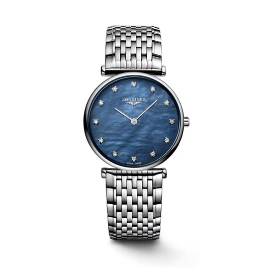 Longines orologio La Grande Classique 29mm madreperla diamanti quarzo acciaio L4.512.4.81.6