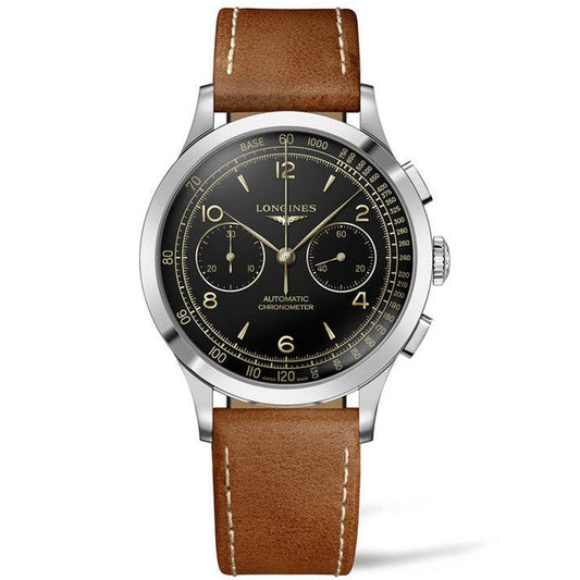 Longines orologio Record Chronograph 40mm nero automatico acciaio L2.921.4.56.2